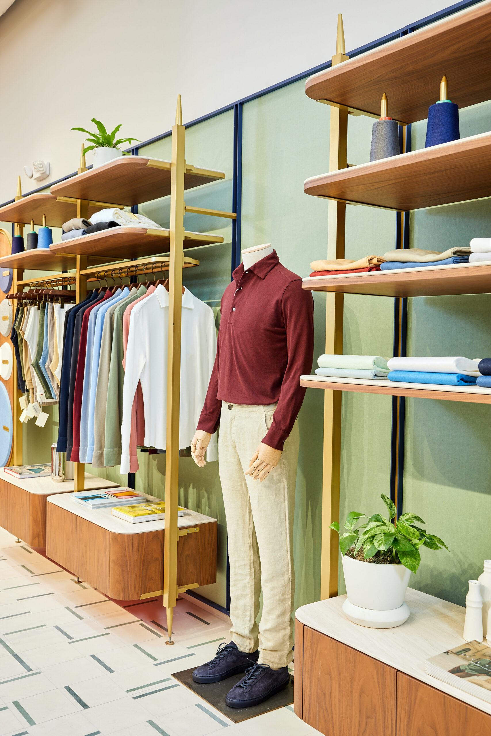 Luxury retail architectural photography of Luca Faloni store in Brickell City Centre Miami highlighting Italian design and store layout.