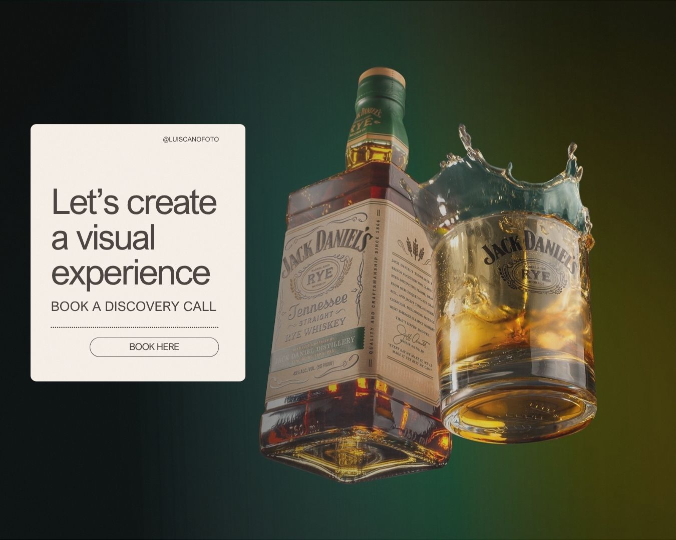 High-end product photography specializing in luxury spirits and commercial beverage branding.