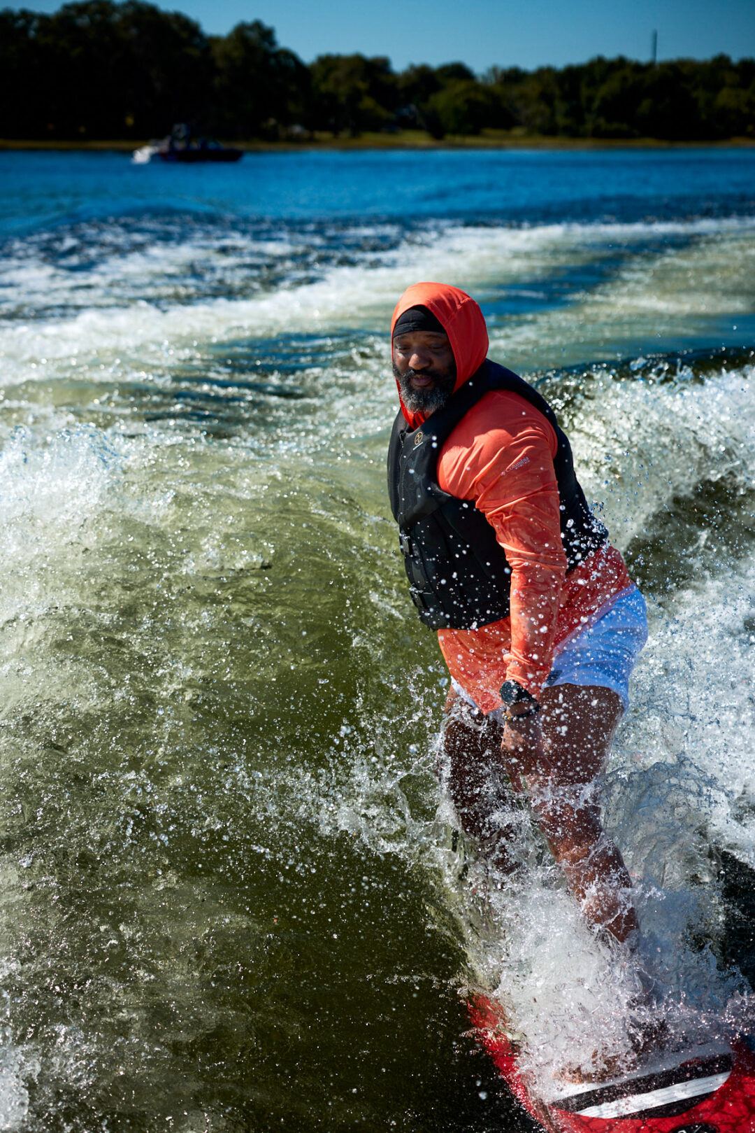 Action and documentary visual production for the Wake for Warriors (W4W) foundation. Capturing wounded veterans and their families experiencing therapeutic water sports, wakeboarding, and wake surfing as pathways to emotional and physical healing. Shot by Luis Cano. High-speed action sports photography of wounded veterans wake surfing at a Wake for Warriors therapeutic event, shot by Luis Cano.