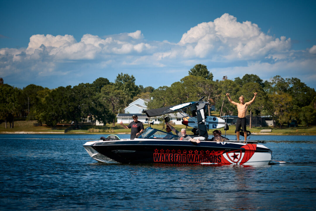 Action and documentary visual production for the Wake for Warriors (W4W) foundation. Capturing wounded veterans and their families experiencing therapeutic water sports, wakeboarding, and wake surfing as pathways to emotional and physical healing. Shot by Luis Cano. High-speed action sports photography of wounded veterans wake surfing at a Wake for Warriors therapeutic event, shot by Luis Cano.